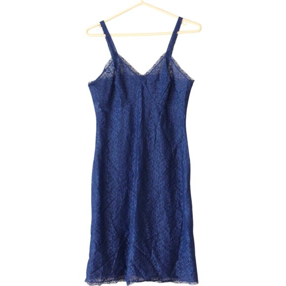 Vintage St. Michael Lingerie 36 Slip Dark Blue Lace Lace Size 14 sp76 - Picture 5 of 10
